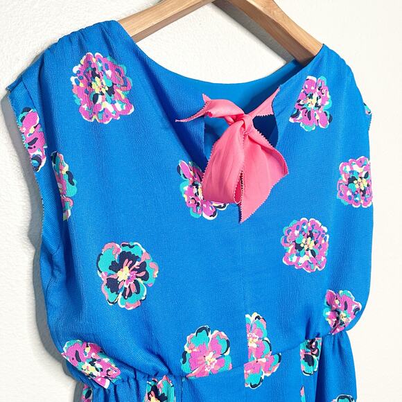 Lilly Pulitzer Sleeveless Blue Pink Floral Blouson Dress Women’s Size Large‎ - Picture 4 of 11